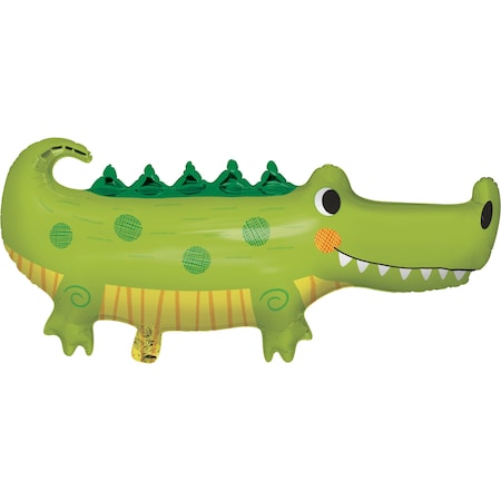 Creative Converting Alligator Birthday Party Shaped Mylar Balloon, 36.5"x18", 10PK 350520